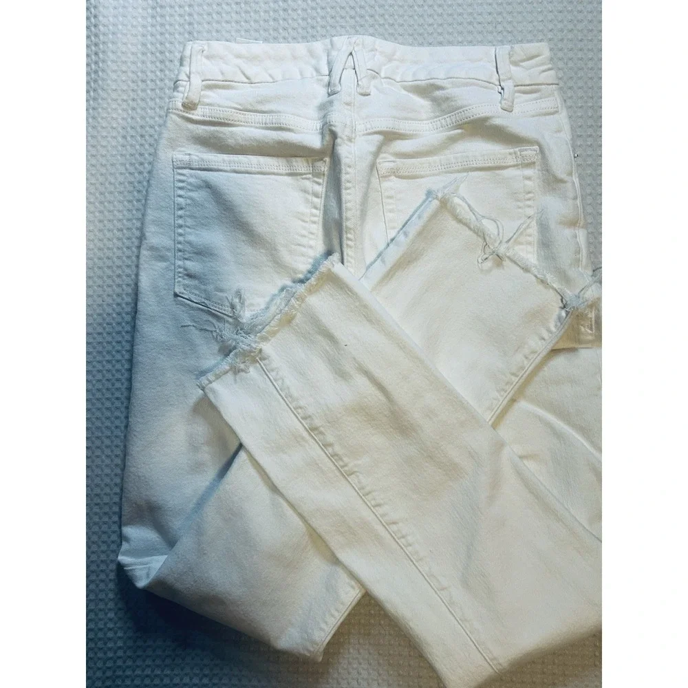 Good American Size 6/28 Raw Hem - Mid Rise - White - Jeans - Ankle (27